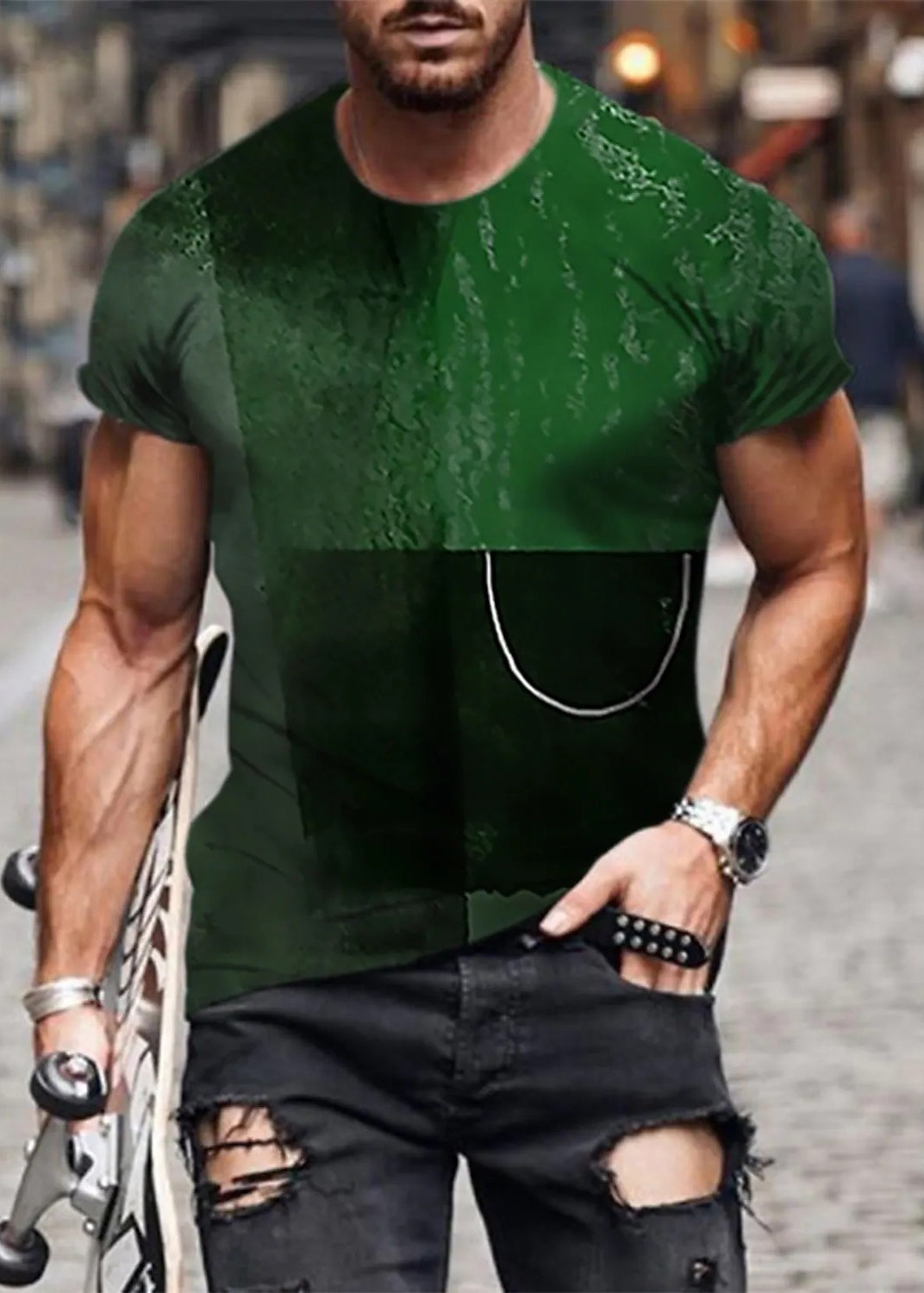 Cotton Patchwork Yellow Summer Mens Vintage Print T Shirts FashionChic