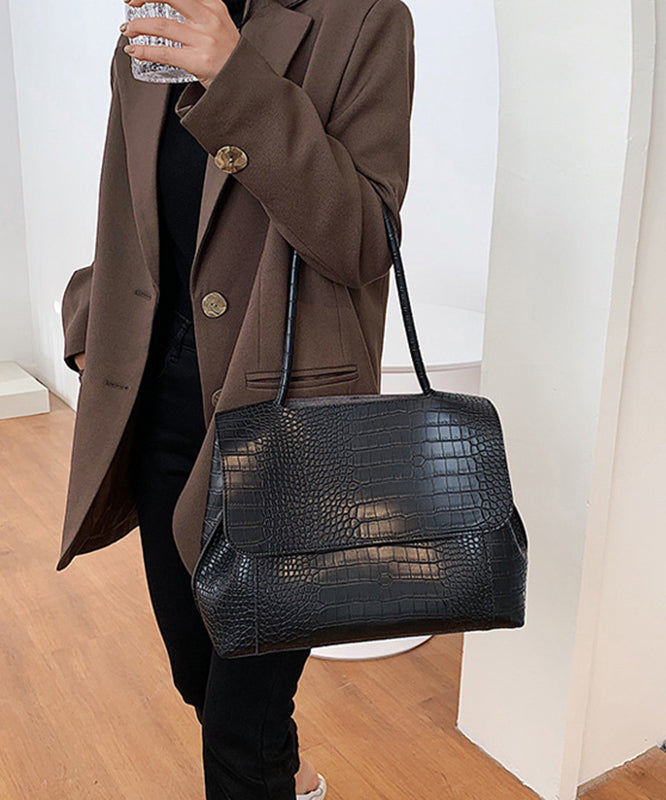Vogue Black Zippered Faux Leather Satchel Handbag UU1079 Bag-BGS240527