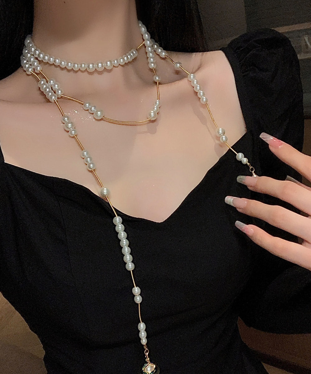 Vogue Gold Copper Alloy Pearl Double Layer Pendant Necklace YA032 ABC