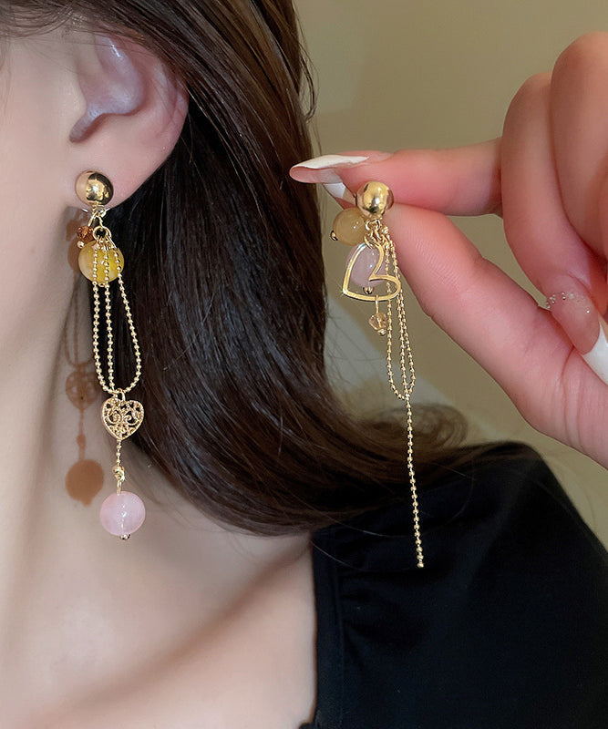 Copper Vogue Gold Tassel Earrings Crystal Resin Drop Love FashionChic