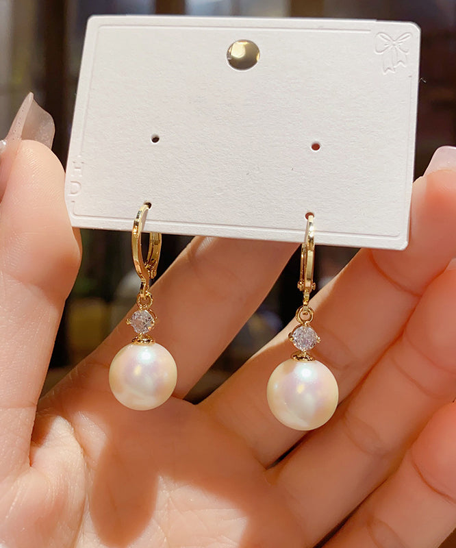 Vogue Gold Copper Overgild Zircon Pearl Drop Earrings KX1037 Ada Fashion