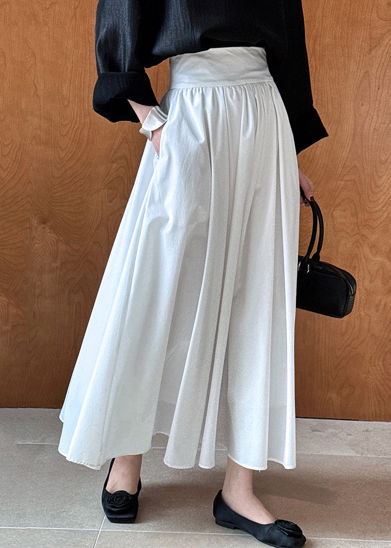 White Cotton Pleated Skirt Exra Large Hem Spring QQ1005 Ada Fashion