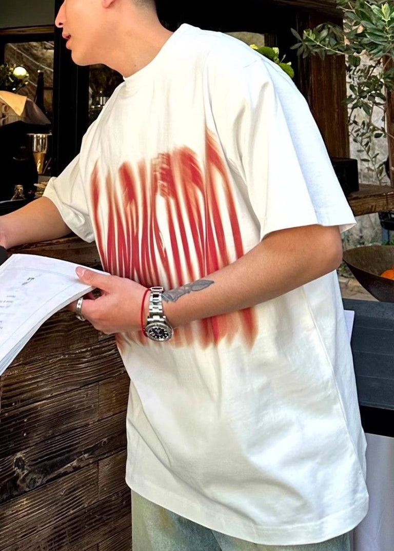 Letter O Cotton Men Summer White Neck Shirts T FashionChic