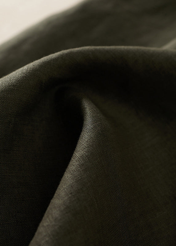 Women Army Green Lace Up Button Linen Dress Summer GG051 MZF-SDL240610