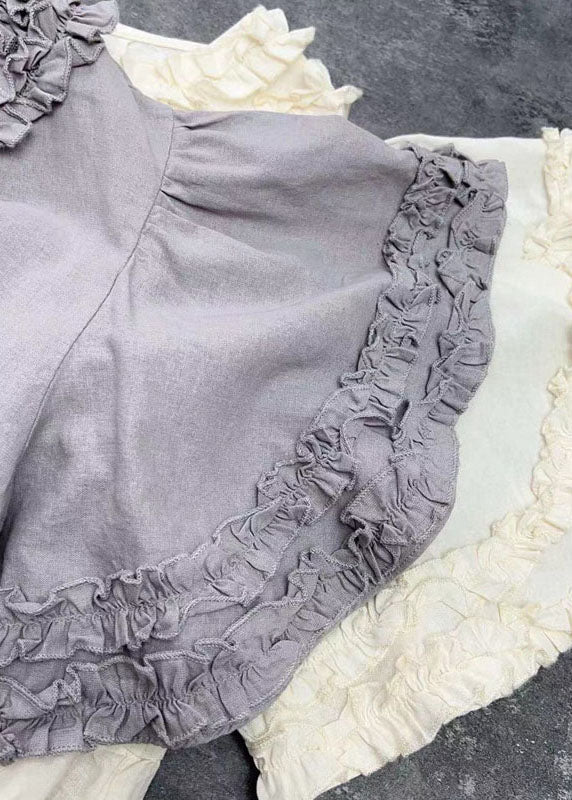 Women Beige Ruffled Patchwork Cotton Long Dresses Summer FF008 MZF-SDL240607