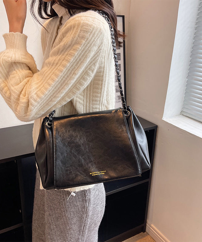 Women Black Patchwork Faux Leather Satchel Bag Handbag UU1070 Bag-BGS240527