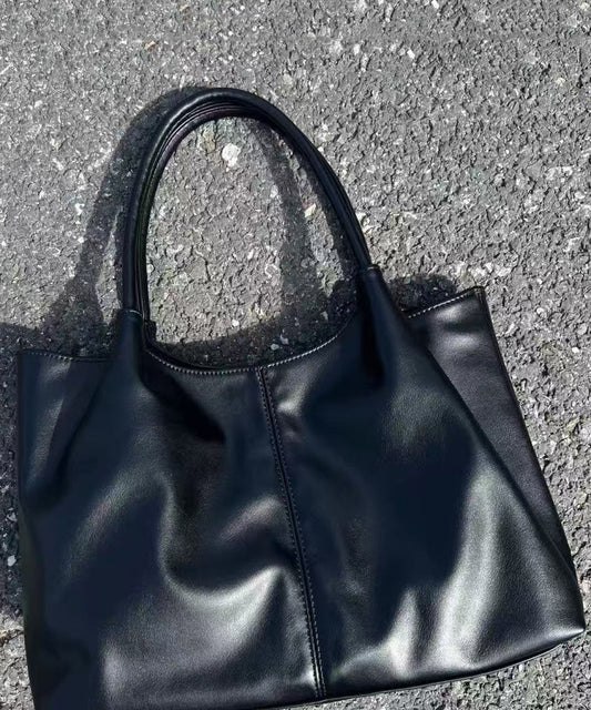 Versatile Black Satchel Women Faux Handbag Leather FashionChic