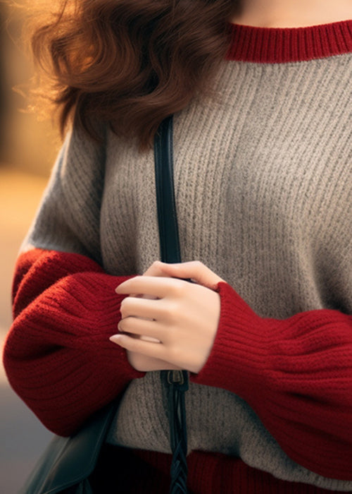 Women Camel O Neck Thick Patchwork Knit Sweaters Winter WX002 ABC