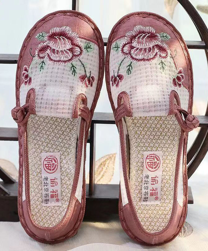 Embroidered Shoes Breathable Women Flat Red Mesh Feet FashionChic