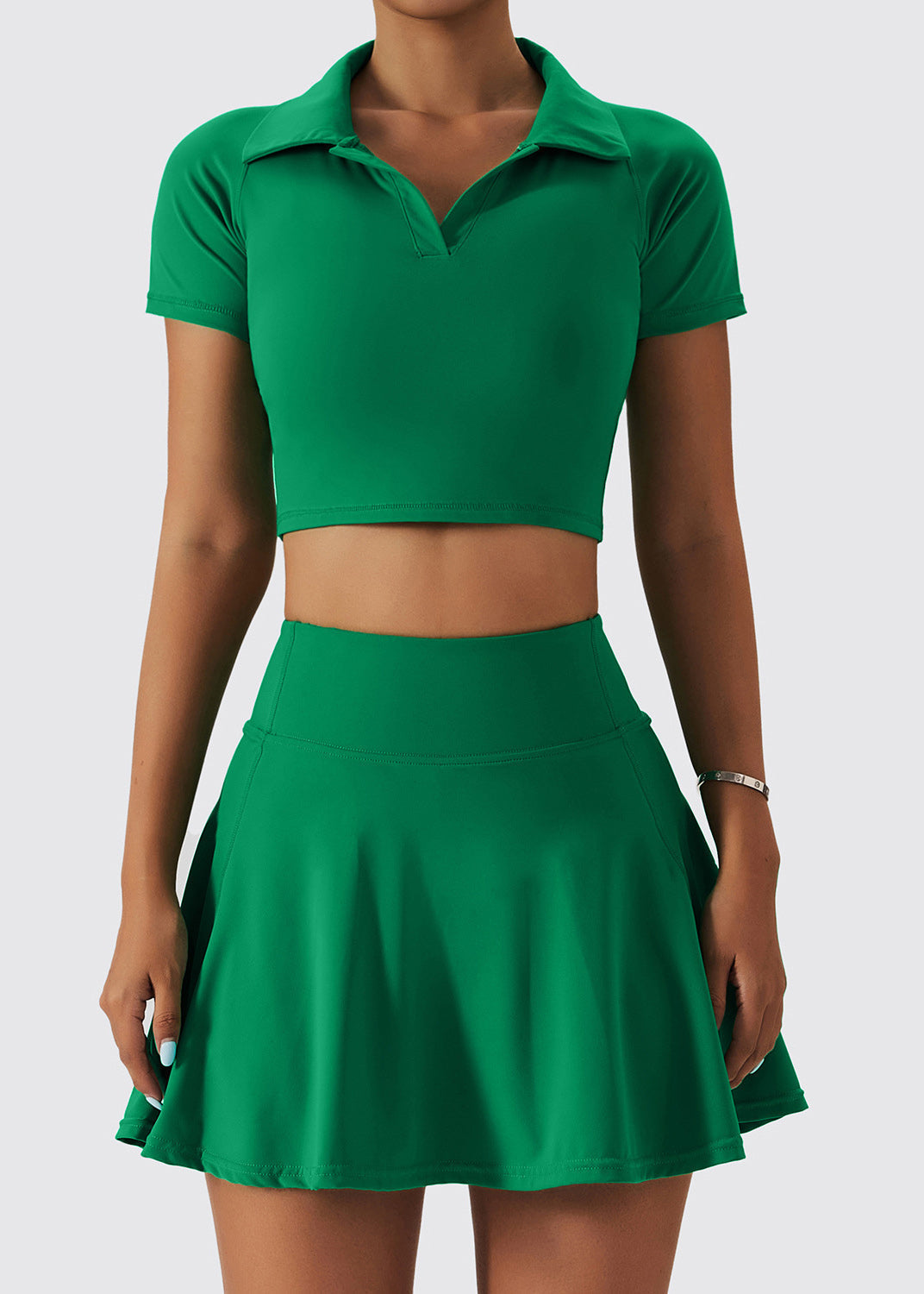 Set Women Collar Tummy And Pan Peter Leggings Green Bra Control FashionChic