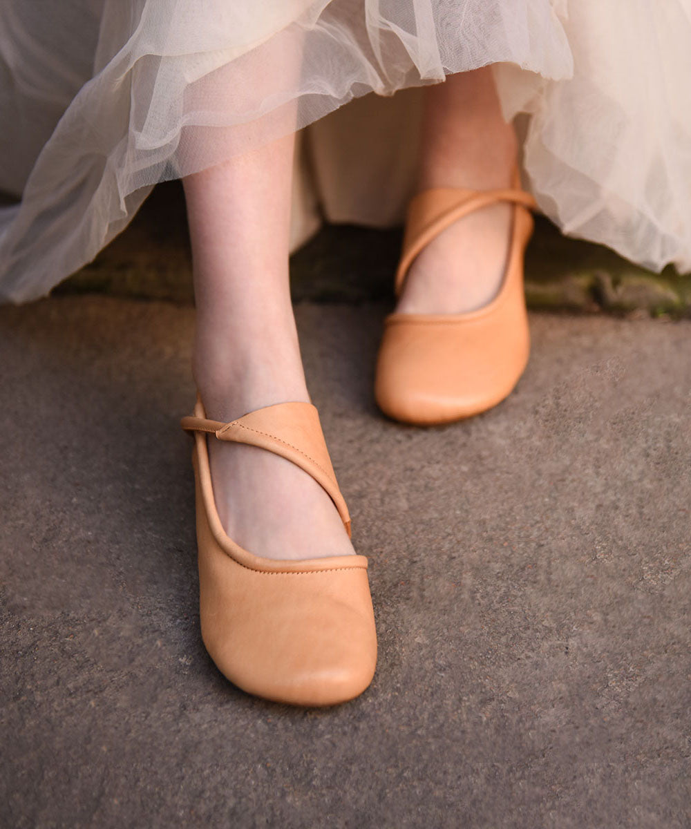 Leather Water Out Beige Cowhide Sandals Hollow Women FashionChic