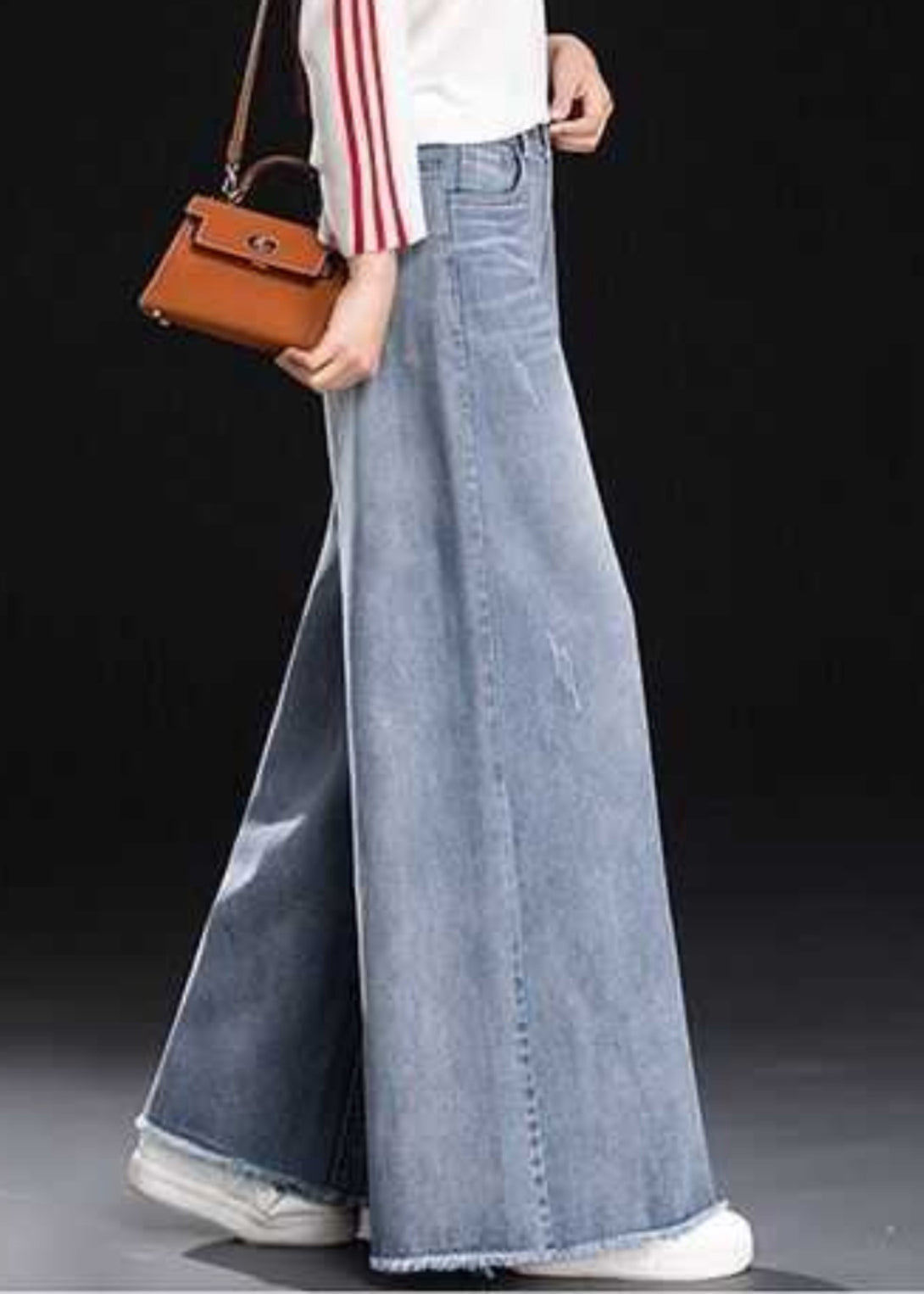 Blue Summer Light Tasseled Women Straight Pants Denim FashionChic