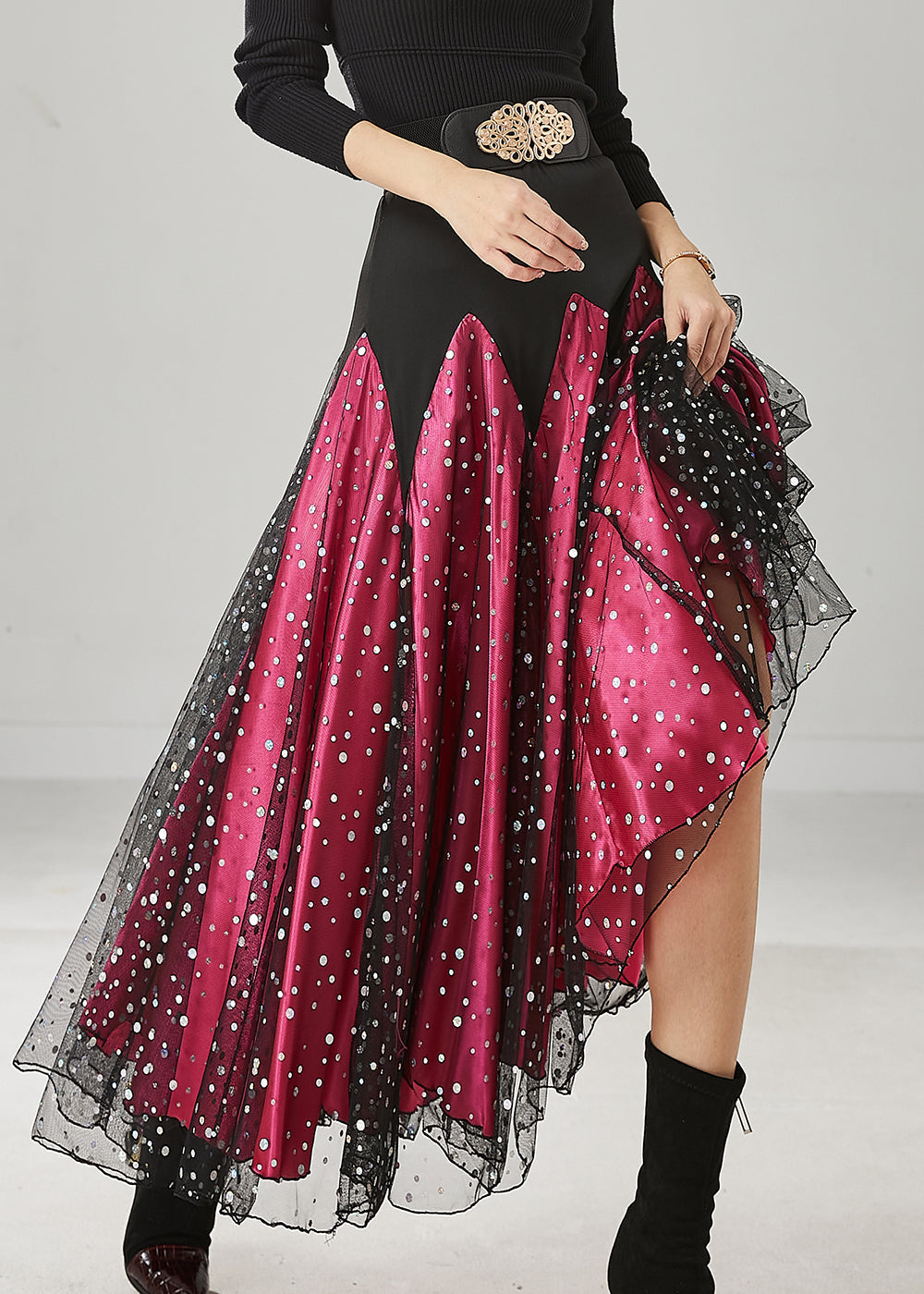 Women Mulberry Zircon Patchwork Tulle Skirts Spring YU1021 Ada Fashion