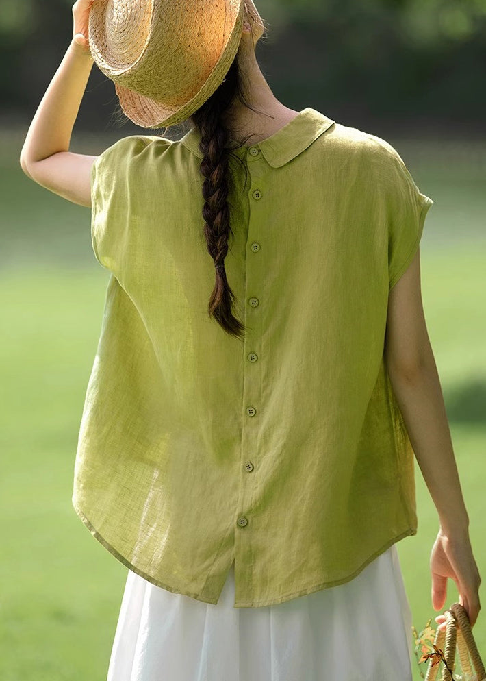 Cotton Peter Women Pan Button Shirt Pink Summer Solid Collar FashionChic