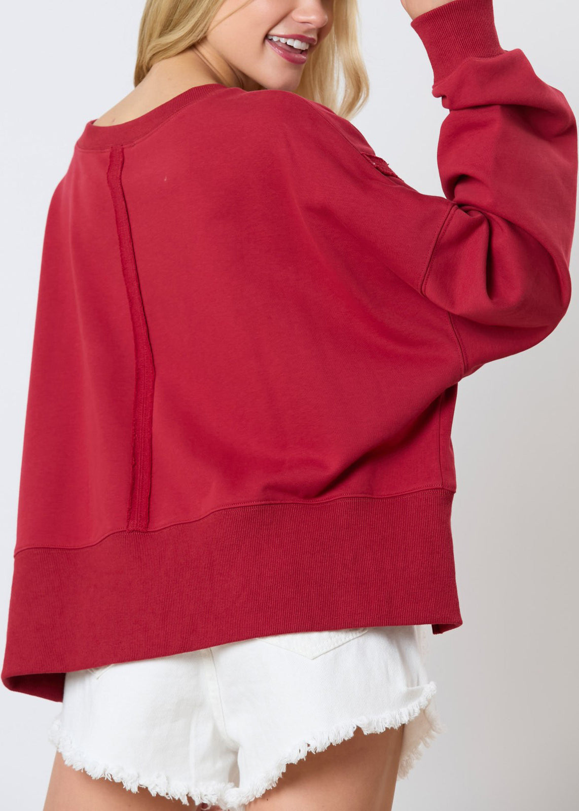 Women Red Letter Zircon Cotton Sweatshirt Long Sleeve AE1001 OM-HW240901