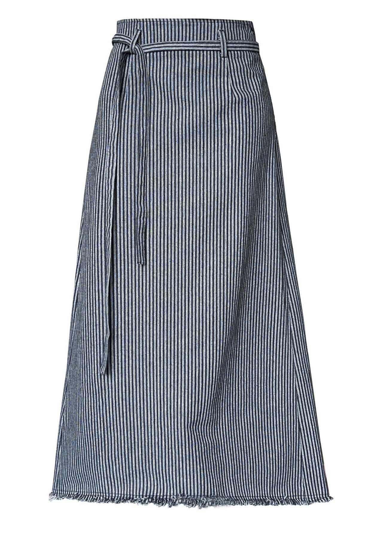 Women Striped High Waist Tie Waist Maxi Skirts QE065 HS-SKTS240925