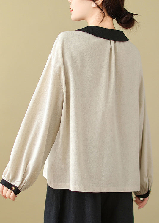 Women White Embroidered Patchwork Linen Shirts Spring TM029 ABC