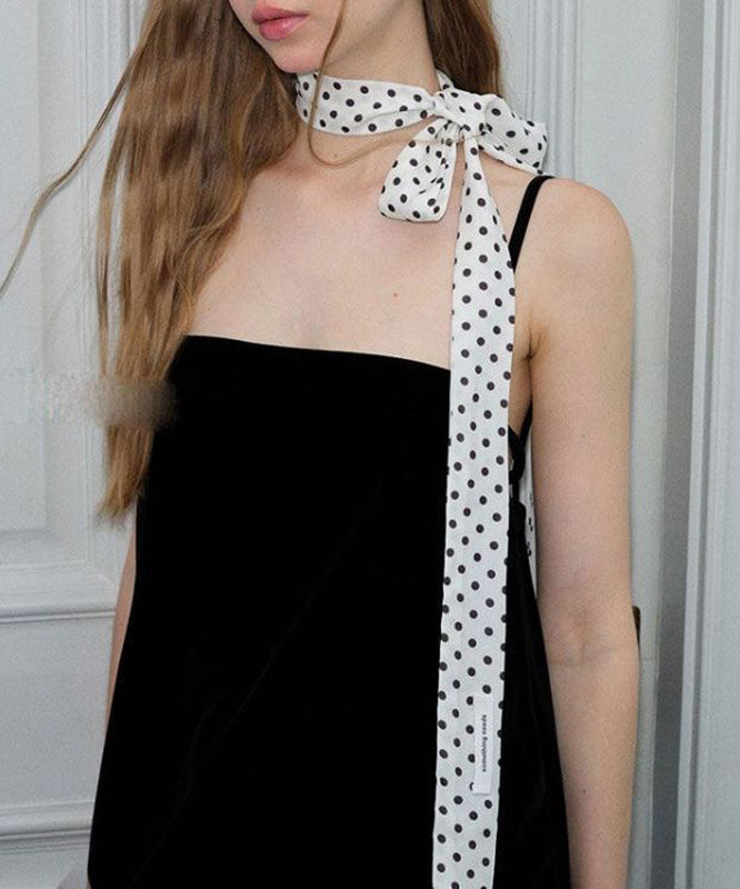 Women White Silk Dot Print Silk Scarf YU018 ABC