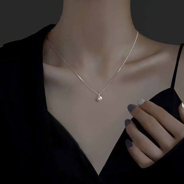 Necklace Pearl Pendant Alloy Faux FashionChic