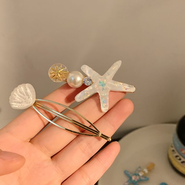 Faux Resin Shell Starfish Pearl Hair / Clip FashionChic
