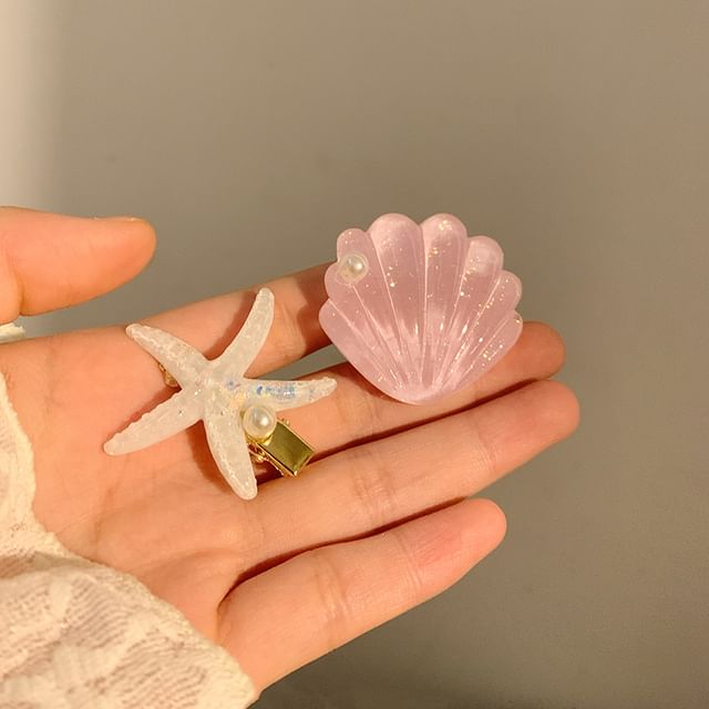 Faux Resin Shell Starfish Pearl Hair / Clip FashionChic