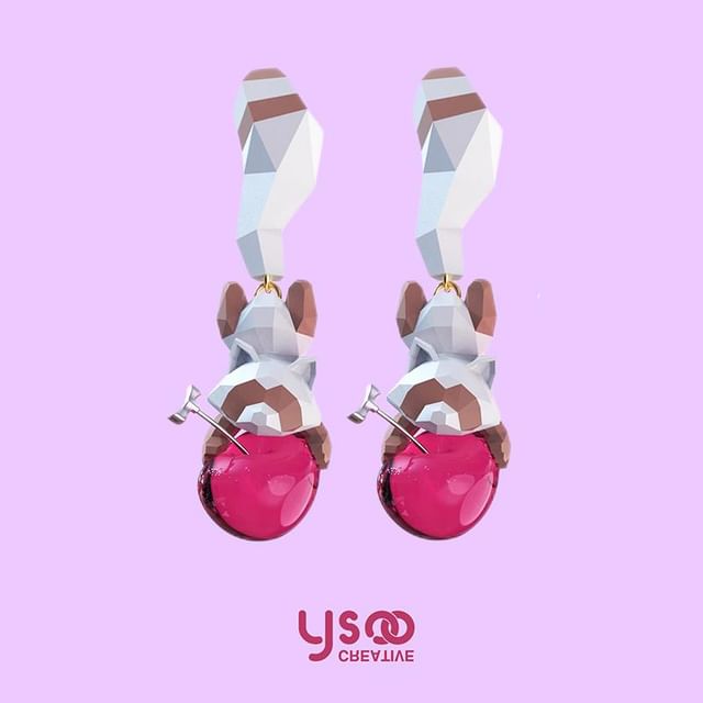 Stud / Clip-On Earring Raccoon Ear Cherry FashionChic