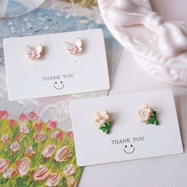 Alloy Floral Earring Stud Butterfly / FashionChic
