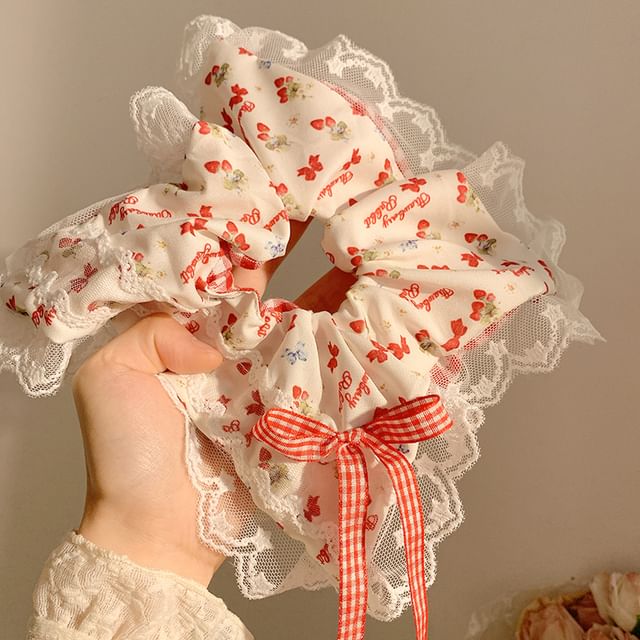 Floral Trim Lace Designs) Cherry Scrunchie / Bandana (Various FashionChic