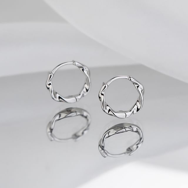 Silver Hoop Sterling Wavy Earring FashionChic