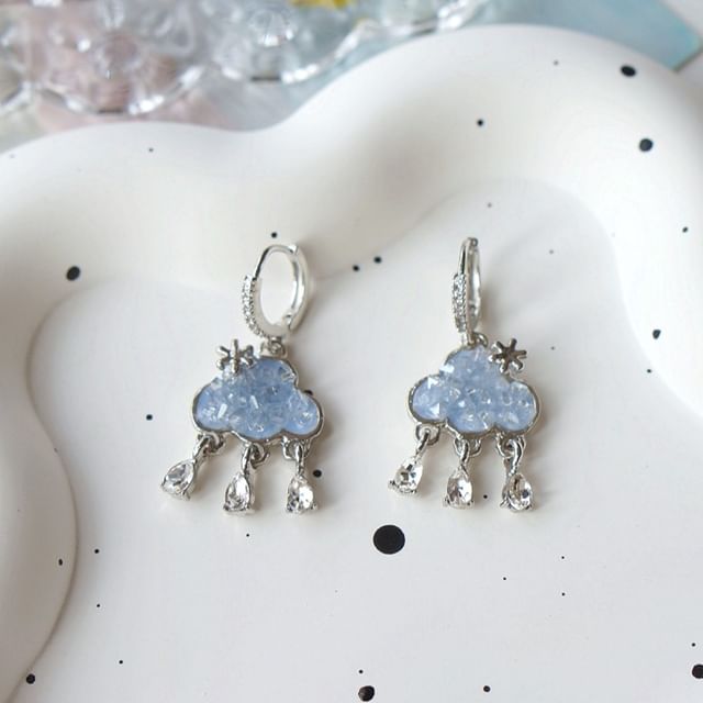 Earring Fringed Rhinestone Drop Huggie Cloud FashionChic