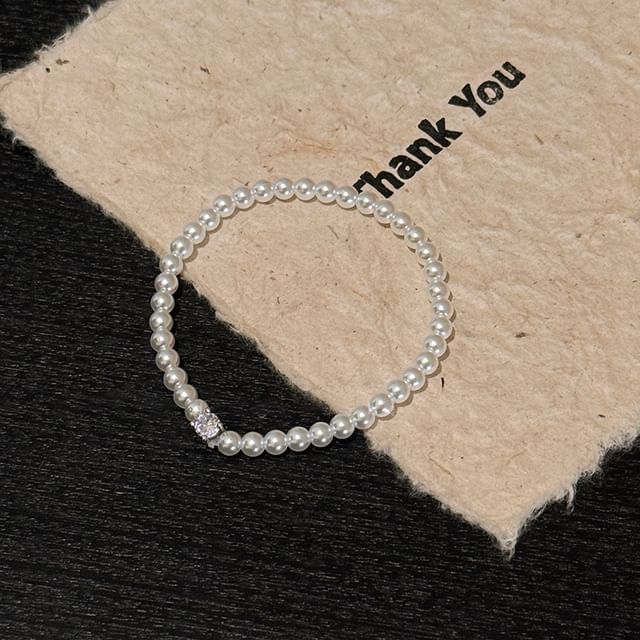 Rhinestone Bracelet Faux Pearl Alloy FashionChic