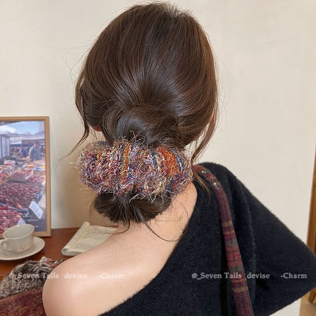 Fuzzy Knit Tie Hair FashionChic