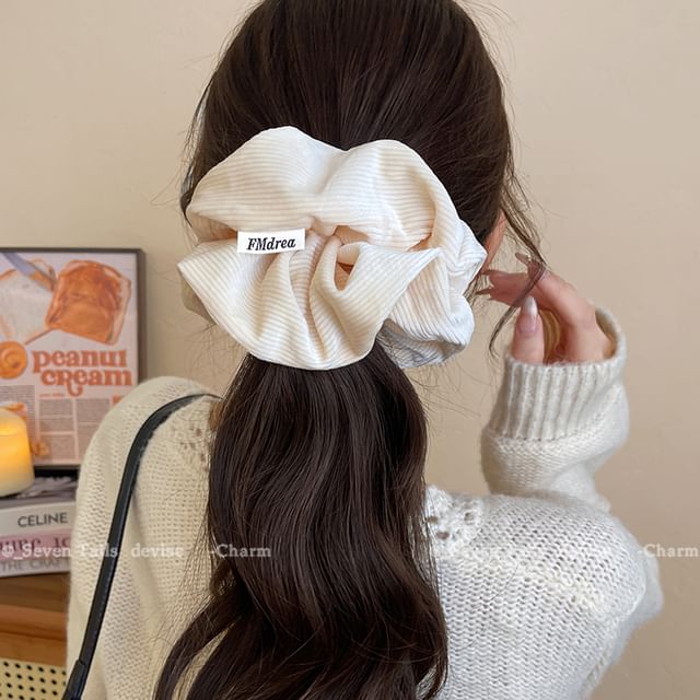 Label Scrunchie Lettering Striped FashionChic
