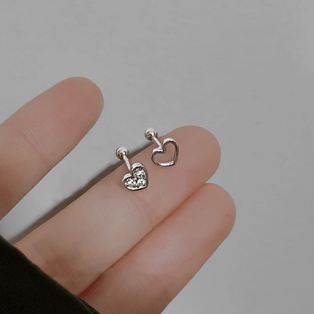 Asymmetrical Rhinestone Alloy Earring Heart Barbell FashionChic