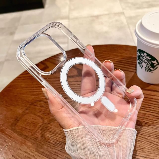 MagSafe) Phone with (Compatible Transparent Case Magnetic FashionChic