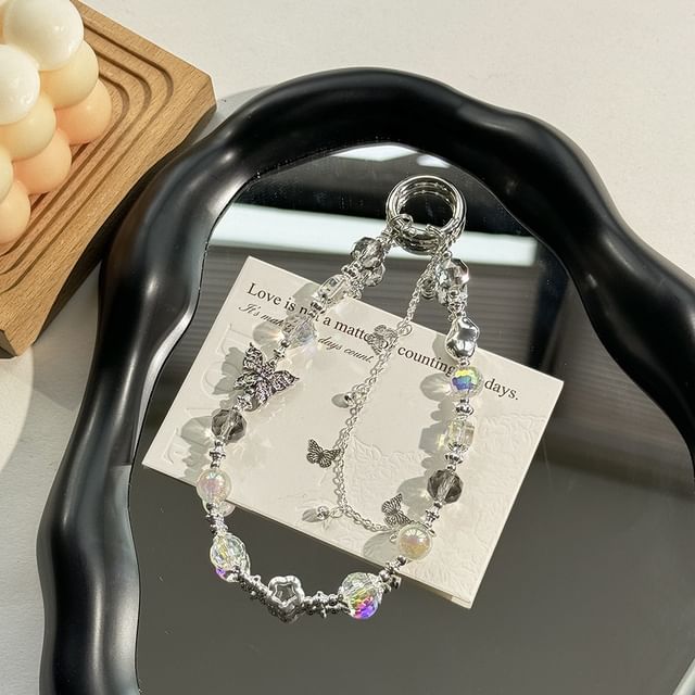 Crystal Strap Pearl Butterfly Phone Faux FashionChic