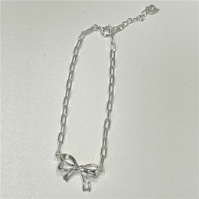 Silver Beaded Bow Sterling 925 Natural / Pearl Bracelet FashionChic