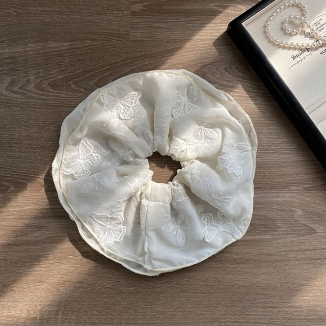 Scrunchie Butterfly Embroidered FashionChic