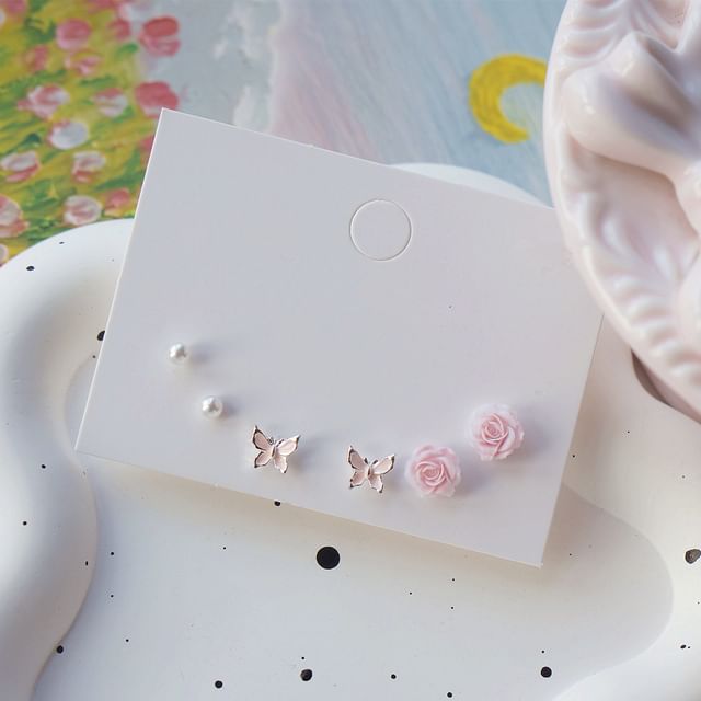 925 Sterling Stud of Set Silver Earring 6: FashionChic