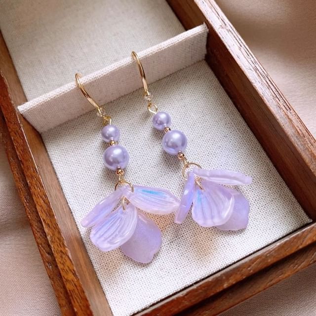 Earring Faux Dangle Pearl Alloy Petal FashionChic