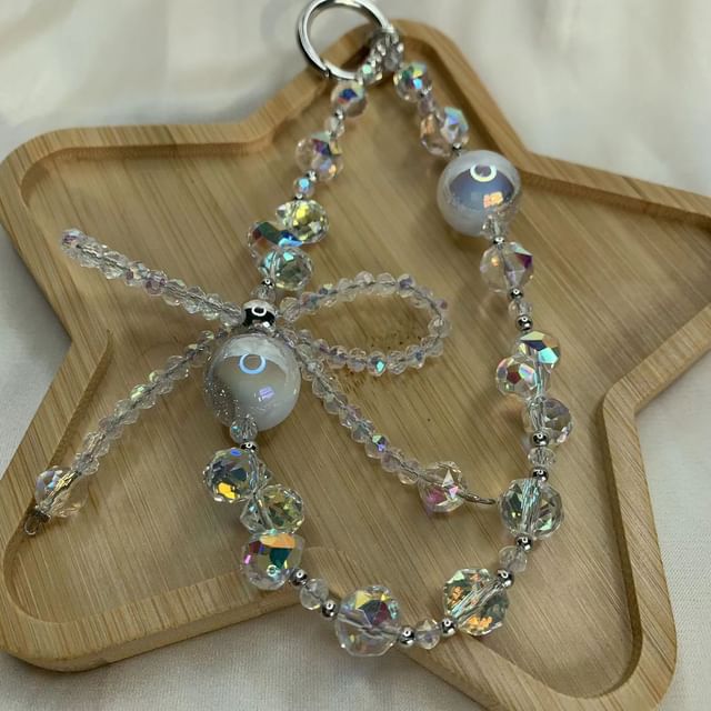 Beaded Phone Strap Crystal Bow Wrist Faux FashionChic