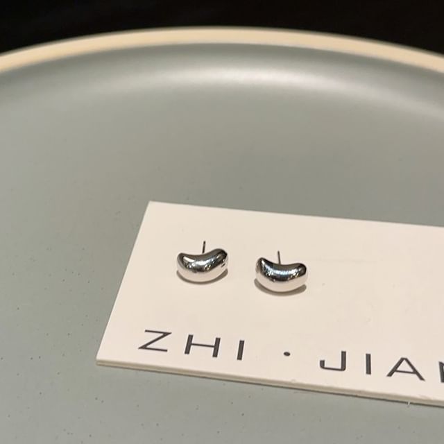 925 Silver Bean Earring Sterling Stud FashionChic