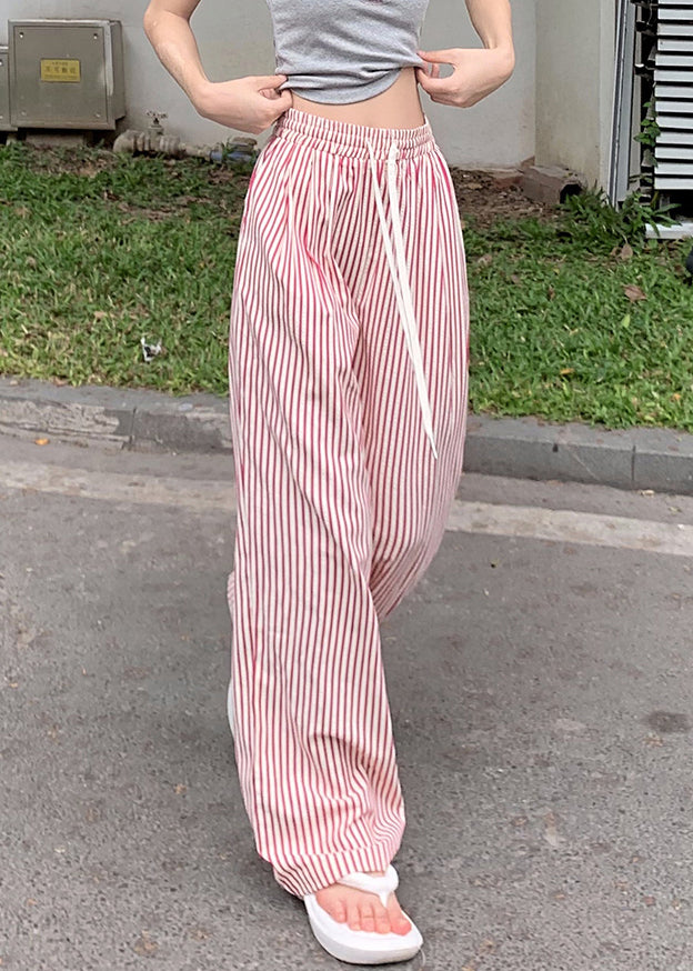 Pink Lace Up Pockets Cotton Pants High Waist Summer NN008 shopify