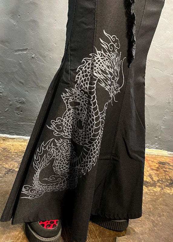 Oriental Black Patchwork Print Cotton High Waist Skirt Summer AZ1042 shopify