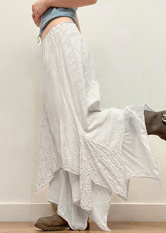 Bohemian White Asymmetrical Lace Patchwork Skirts Summer QC034 shopify