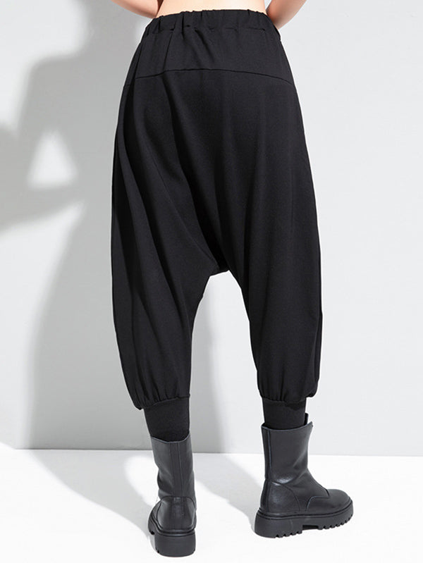 Simple Black Elasticity Waist Pockets Harem Pants WS012 shopify