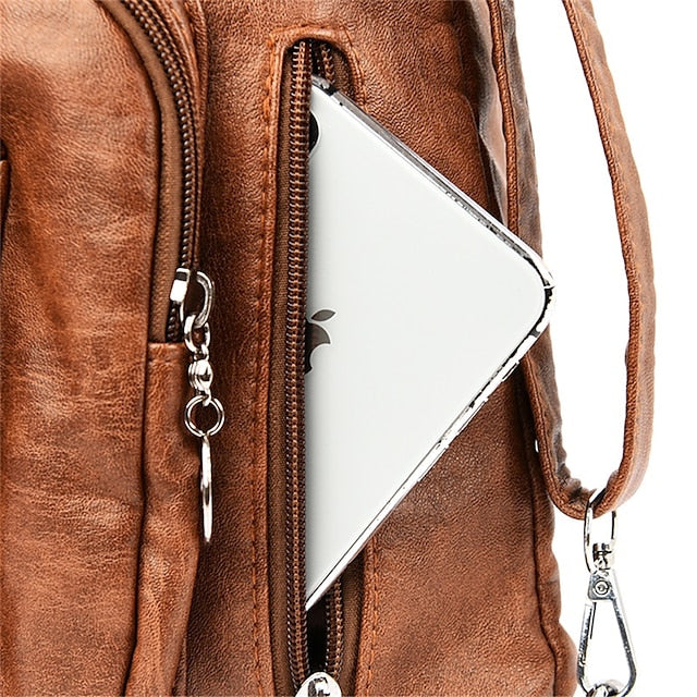 Bag - Leather Women's Faux Hobo Vintage-Style Brown FashionChic
