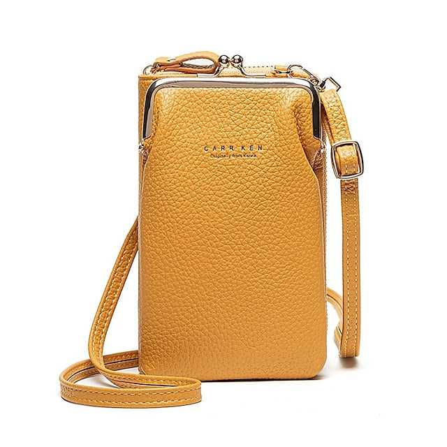 Bag Gold Women's Faux with Frame Leather Black Crossbody FashionChic