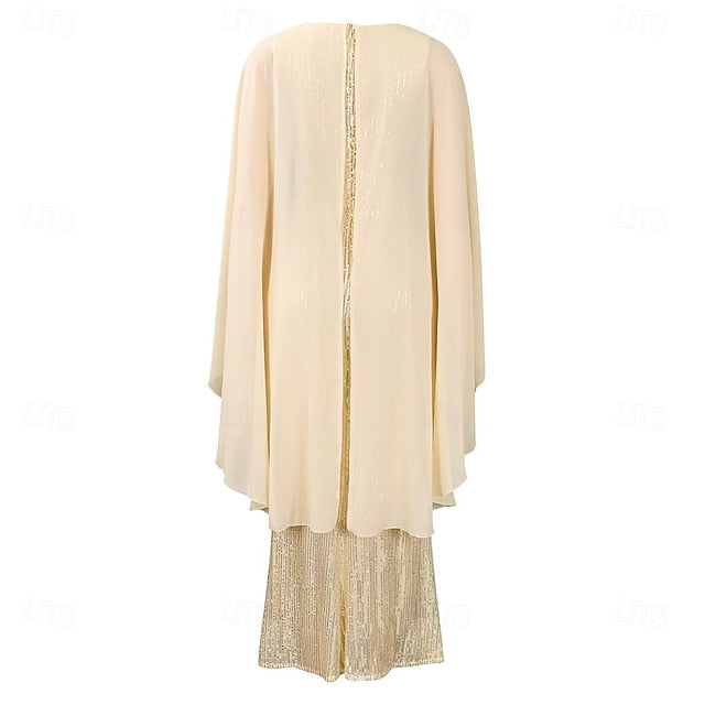 Length Mother Floor of Neck the Dress Elegant Crew Bride FashionChic