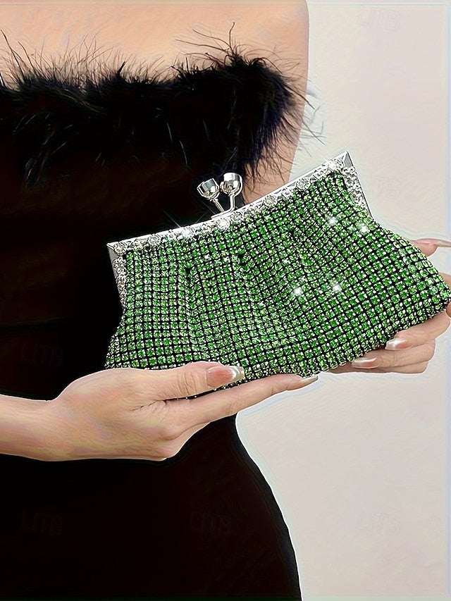 Sage Green Rhinestone Women's Vintage Clutch – Purse FashionChic
